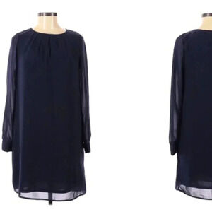 H&M Long-Sleeved Shift Dress Dark Teal Mini